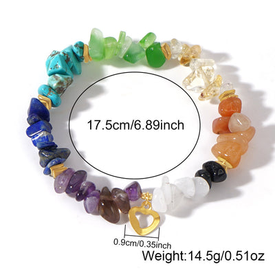 Olivenorma Stretch-Armband mit Heilkristallen und Regenbogen-Kieskreuz - image 5