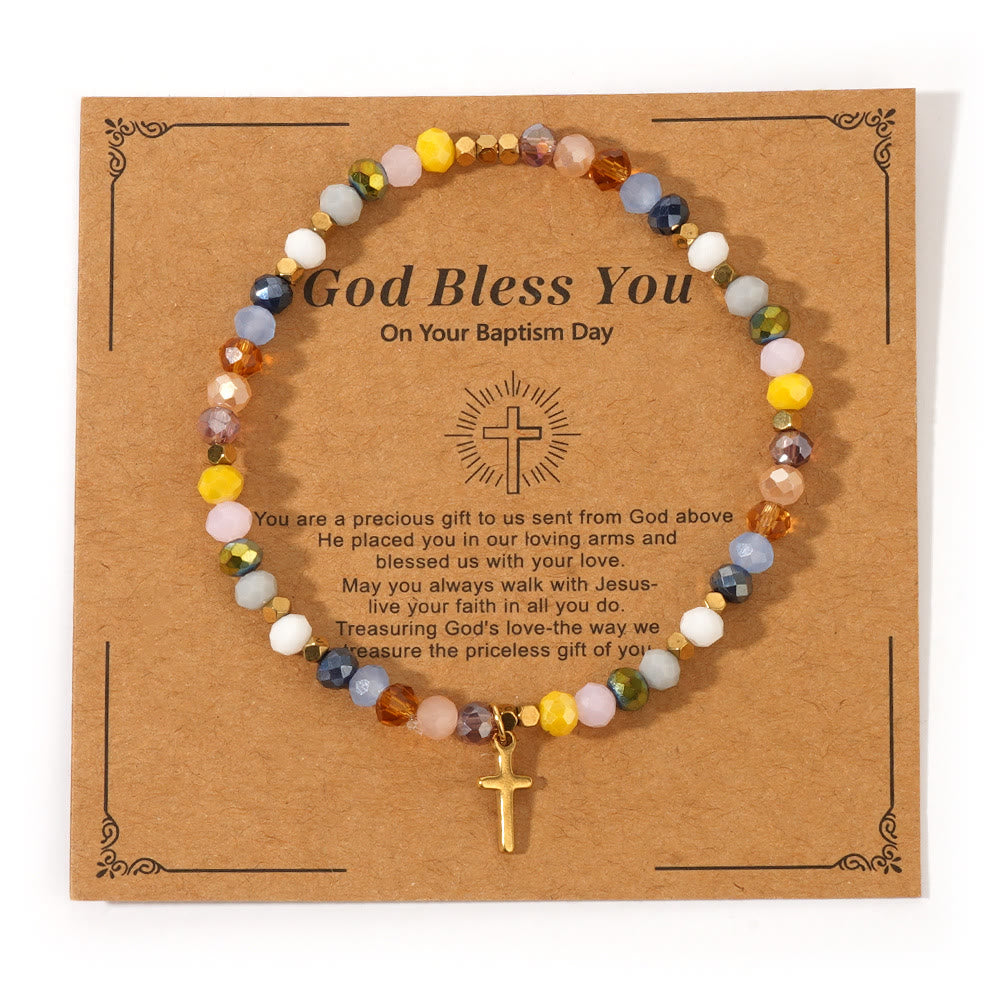 Olivenorma GOD BLESS YOU Mini-Stretcharmband mit Edelsteinperlen - Stil D - image 6