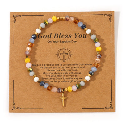 Olivenorma GOD BLESS YOU Mini-Stretcharmband mit Edelsteinperlen - Stil D - image 6