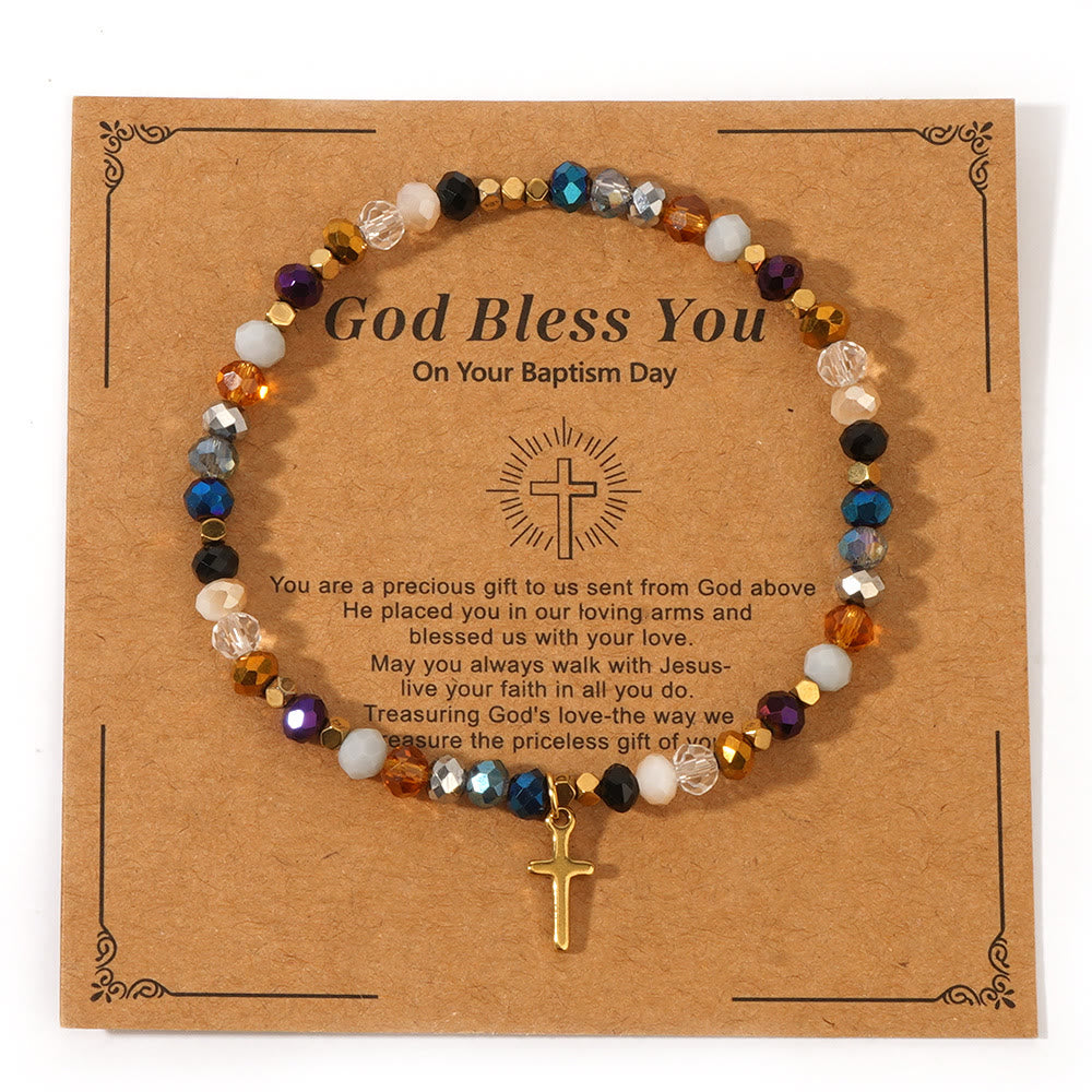 Olivenorma GOD BLESS YOU Mini-Stretcharmband mit Edelsteinperlen - Stil C - image 5