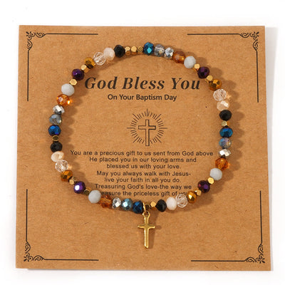 Olivenorma GOD BLESS YOU Mini-Stretcharmband mit Edelsteinperlen - Stil C - image 5