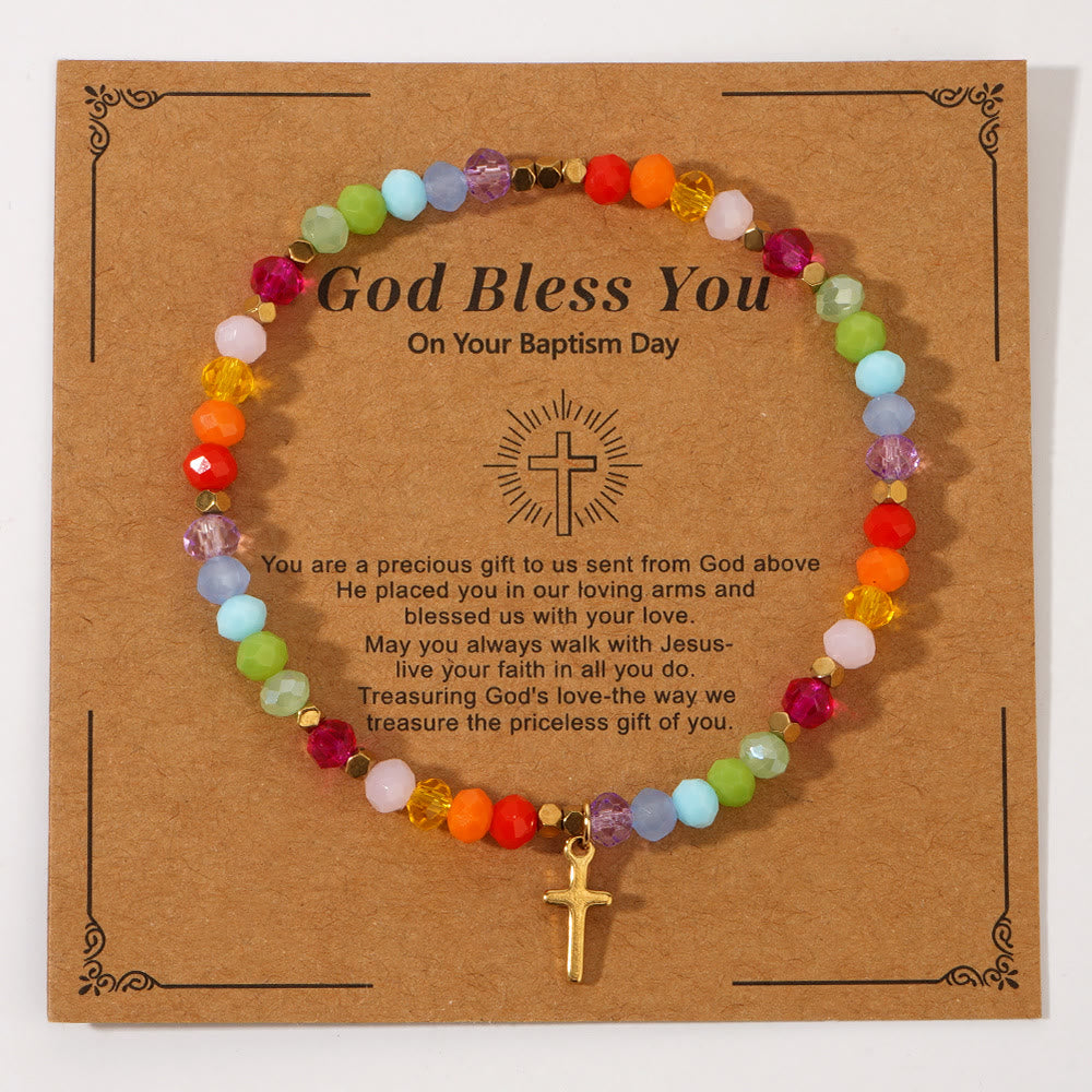 Olivenorma GOD BLESS YOU Mini-Stretcharmband mit Edelsteinperlen - Stil B - image 4