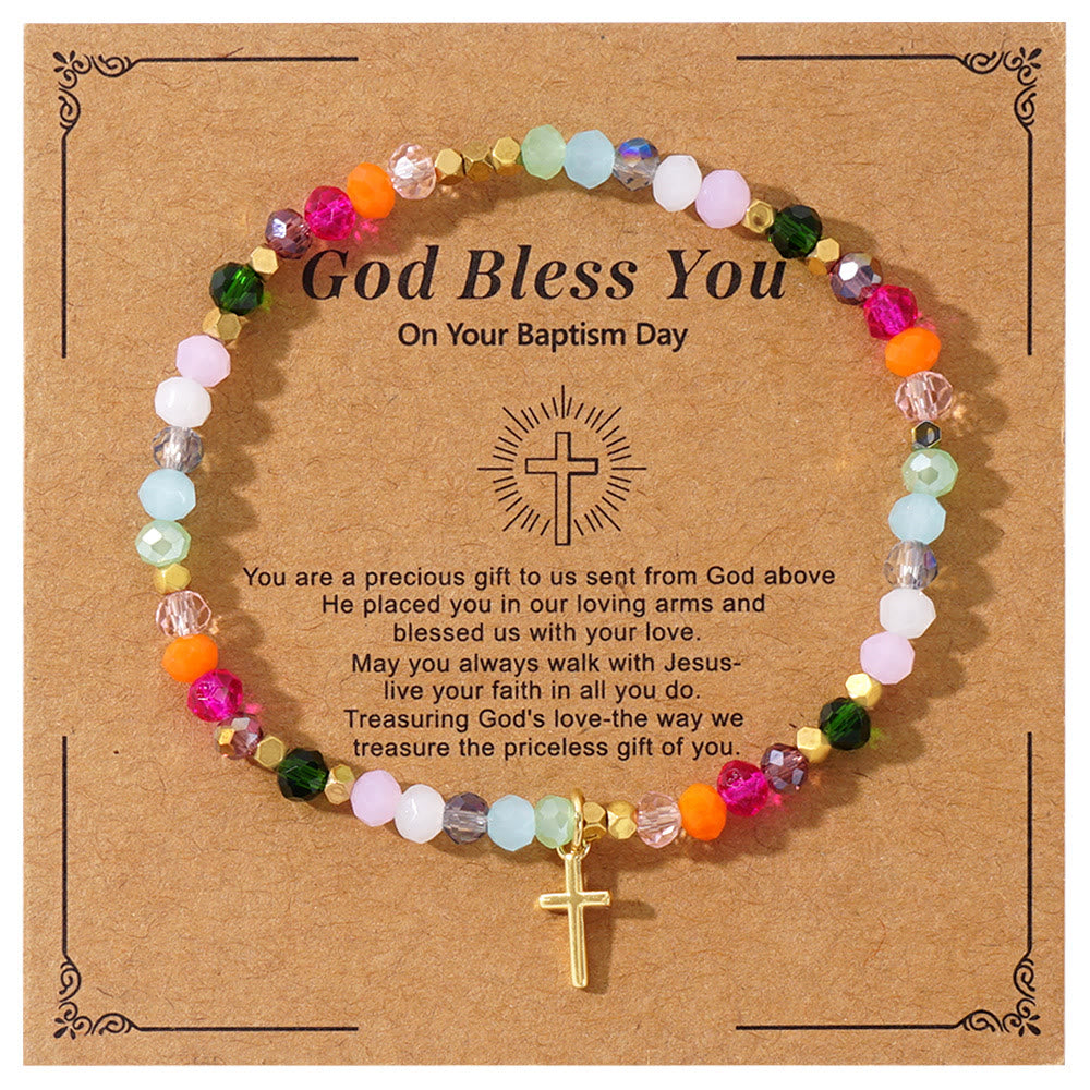 Olivenorma GOD BLESS YOU Mini-Stretcharmband mit Edelsteinperlen - Stil A - image 2