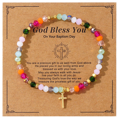 Olivenorma GOD BLESS YOU Mini-Stretcharmband mit Edelsteinperlen - Stil A - image 2