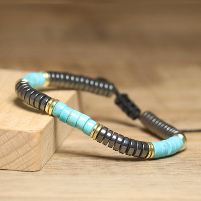 Olivenorma – Verstellbares, geflochtenes Perlenarmband mit Naturkristallen - image 15