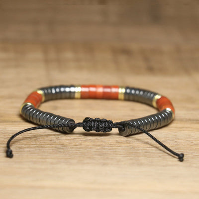 Olivenorma – Verstellbares, geflochtenes Perlenarmband mit Naturkristallen - image 10