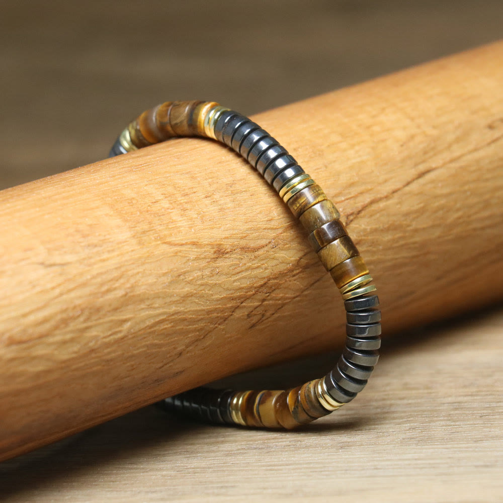 Olivenorma – Verstellbares, geflochtenes Perlenarmband mit Naturkristallen - image 6