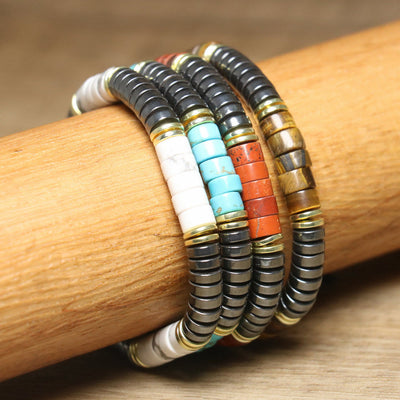 Olivenorma – Verstellbares, geflochtenes Perlenarmband mit Naturkristallen - image 21