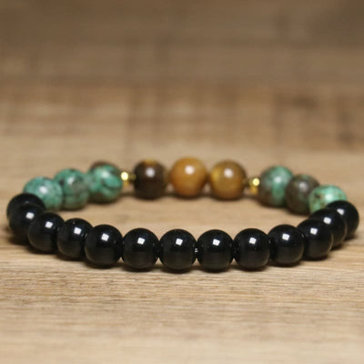 Olivenorma Armband mit Heilperlen aus natürlichem Tigerauge und afrikanischem Türkis - image 4
