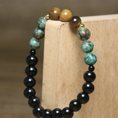 Olivenorma Armband mit Heilperlen aus natürlichem Tigerauge und afrikanischem Türkis - image 5