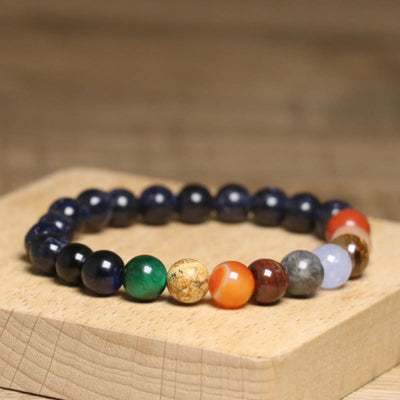Olivenorma 8 mm buntes Perlenarmband aus natürlichen Edelsteinen - image 3