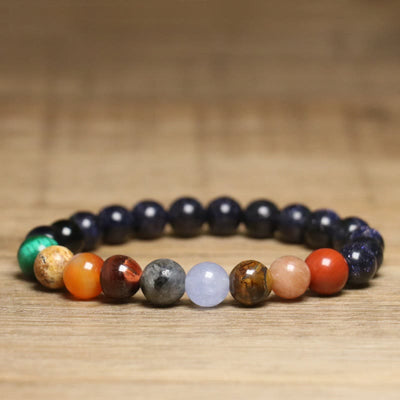 Olivenorma 8 mm buntes Perlenarmband aus natürlichen Edelsteinen - Naturstein - image 1