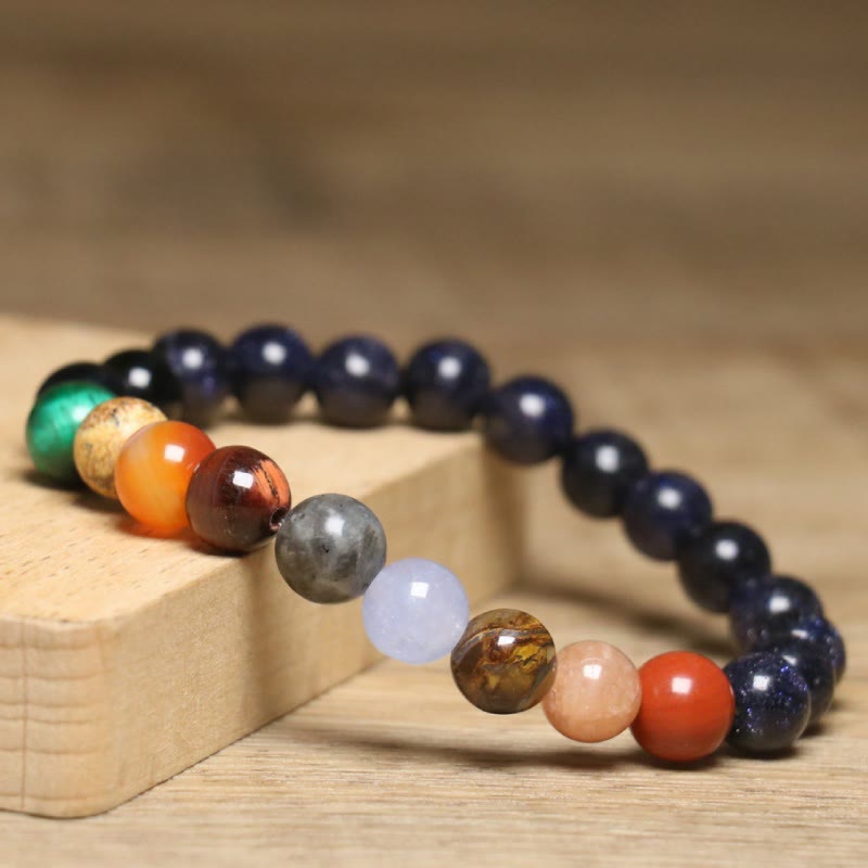 Olivenorma 8 mm buntes Perlenarmband aus natürlichen Edelsteinen - image 4