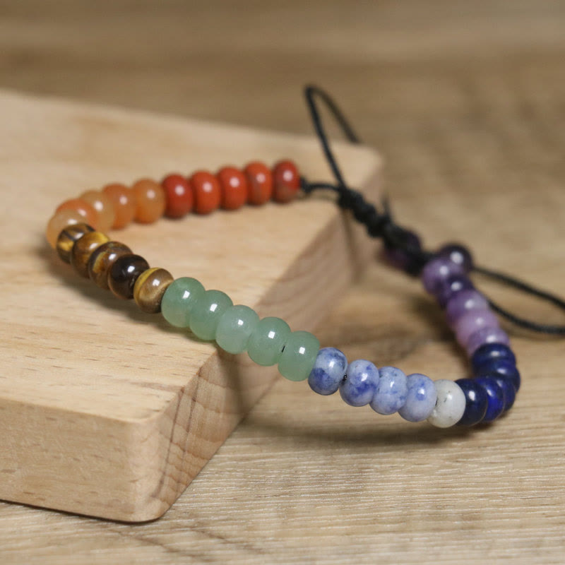 Olivenorma Verstellbares geflochtenes Armband mit natürlichem Kristall-Chakra-Stein - image 2