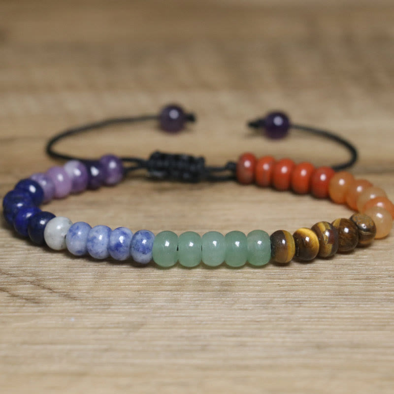 Olivenorma Verstellbares geflochtenes Armband mit natürlichem Kristall-Chakra-Stein - Chakra-Stein - image 1