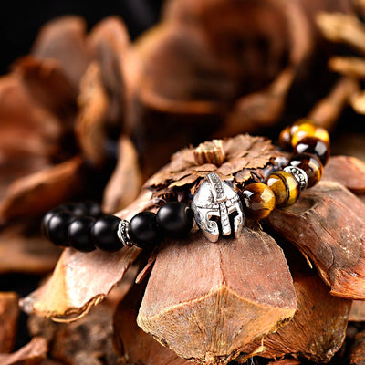Olivenorma 8 mm verstellbares Edelsteinarmband mit Spartan-Kriegerhelm - image 15