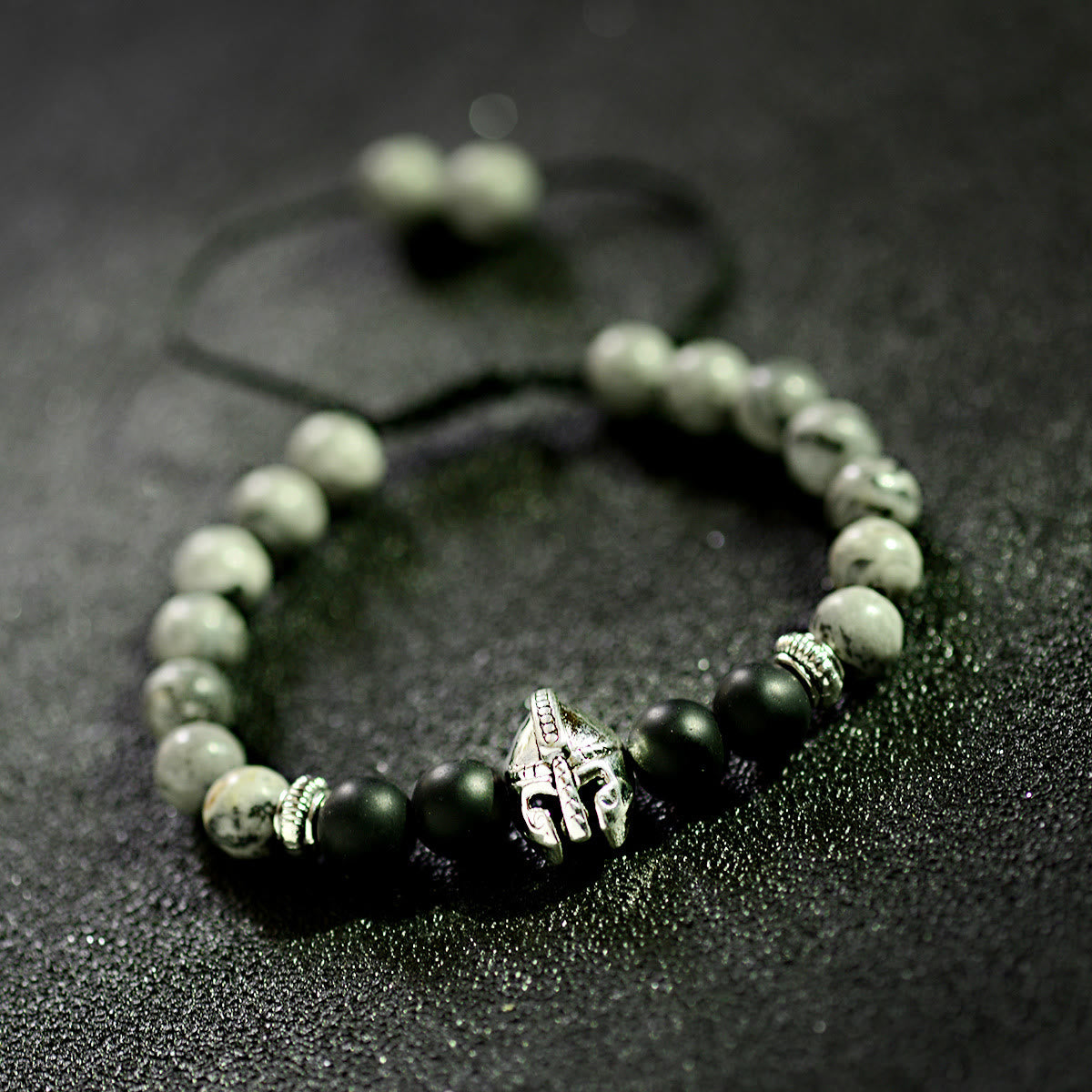 Olivenorma 8 mm verstellbares Edelsteinarmband mit Spartan-Kriegerhelm - image 17