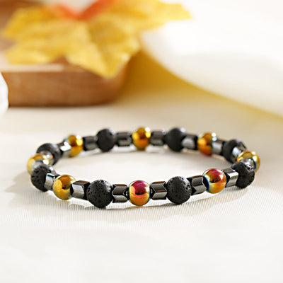 Olivenorma 8 mm Lavastein-Hämatit-Stretch-Perlenarmband - image 10