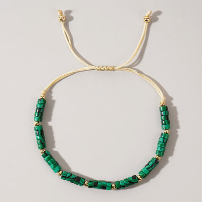 Olivenorma 3 mm Mini-Edelsteine, Naturkristall, verstellbares Perlenarmband - Malachit - image 5