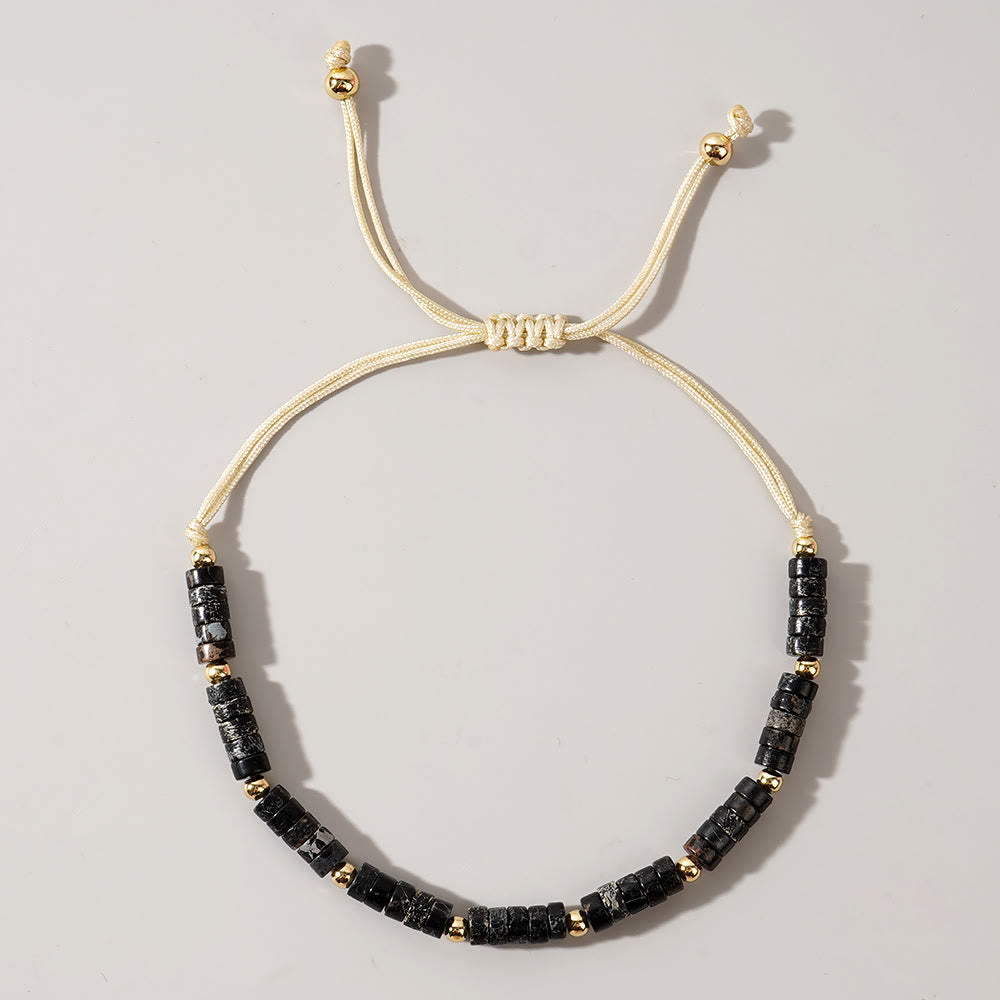 Olivenorma 3 mm Mini-Edelsteine, Naturkristall, verstellbares Perlenarmband - Schneeflockenobsidian - image 10