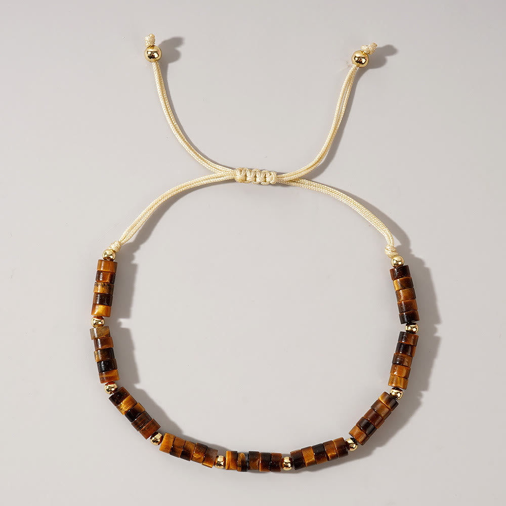 Olivenorma 3 mm Mini-Edelsteine, Naturkristall, verstellbares Perlenarmband - Tigerauge - image 8