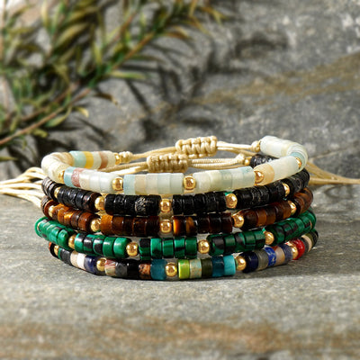 Olivenorma 3 mm Mini-Edelsteine, Naturkristall, verstellbares Perlenarmband - image 1