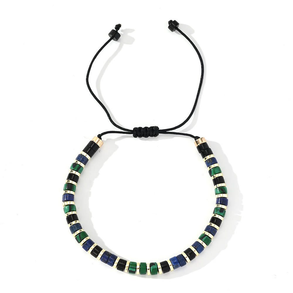 Olivenorma Mini-Perlenarmband mit Hämatit-Edelsteinen, trendiges Perlenarmband - Malachit+Obsidian+Lapislazuli+Hämatit - image 6