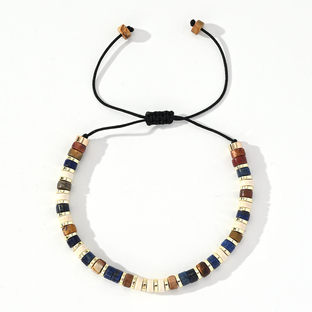 Olivenorma Mini-Perlenarmband mit Hämatit-Edelsteinen, trendiges Perlenarmband - Lapislazuli + Weiße Jade + Hämatit - image 2