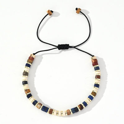 Olivenorma Mini-Perlenarmband mit Hämatit-Edelsteinen, trendiges Perlenarmband - Lapislazuli + Weiße Jade + Hämatit - image 2
