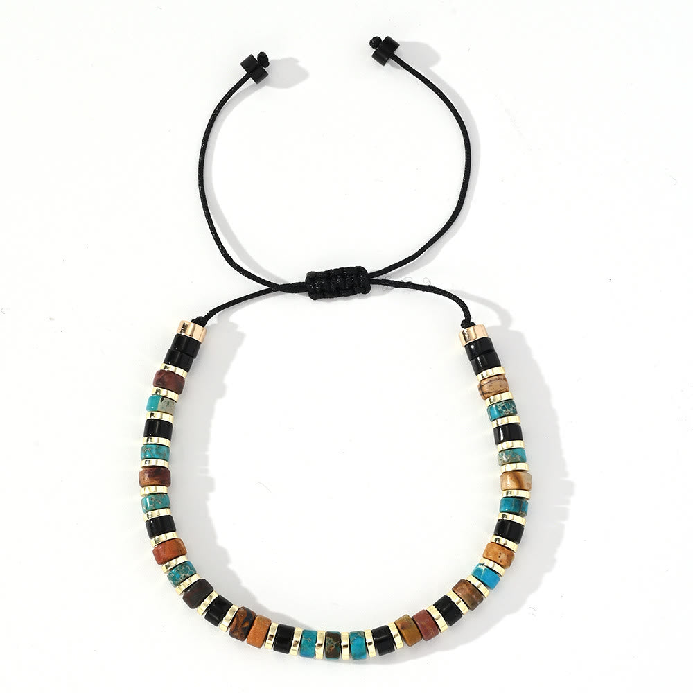 Olivenorma Mini-Perlenarmband mit Hämatit-Edelsteinen, trendiges Perlenarmband - Türkis+Obsidian+Bildjaspis - image 14