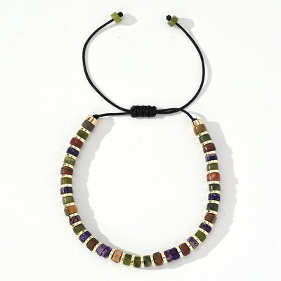 Olivenorma Mini-Perlenarmband mit Hämatit-Edelsteinen, trendiges Perlenarmband - Lila Kaiserstein + Grüne Jade + Hämatit - image 9