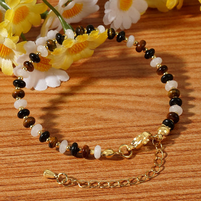 Olivenorma – Verstellbares Perlenarmband im Boho-Stil mit natürlichem Kristall - Natürlicher Kristall - image 1