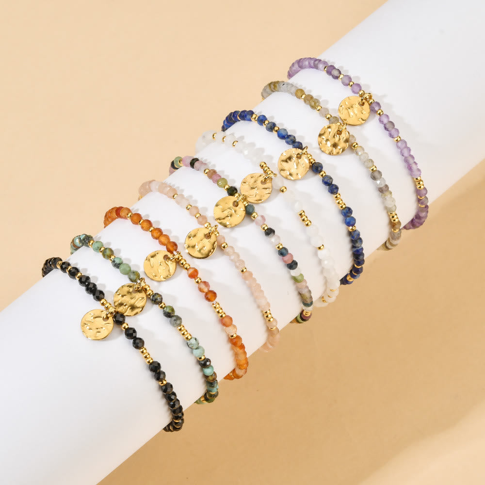 Olivenorma Fortune Biscuit Armband mit natürlichen Mini-Perlen und Edelsteinen, verstellbar - image 1