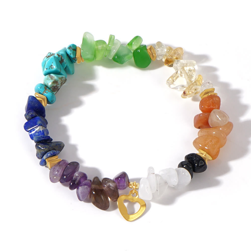 Olivenorma Stretch-Armband mit Heilkristallen und Regenbogen-Kieskreuz - image 7