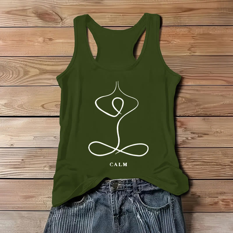 Olivenorma "CALM" & "BREATH" Yoga Tee Spirituelles Tank Top - RUHIG - Grün - 3XL - image 11