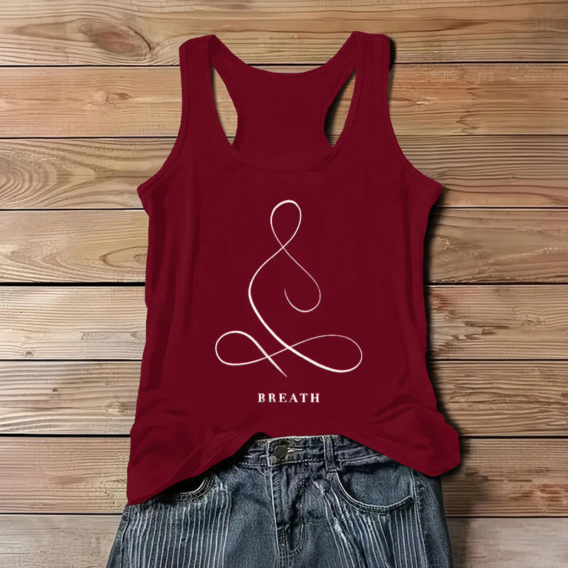 Olivenorma "CALM" & "BREATH" Yoga Tee Spirituelles Tank Top - ATEM - Rot - 3XL - image 19
