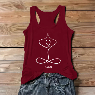Olivenorma "CALM" & "BREATH" Yoga Tee Spirituelles Tank Top - RUHIG - Rot - 3XL - image 9