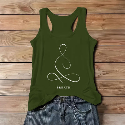 Olivenorma "CALM" & "BREATH" Yoga Tee Spirituelles Tank Top - ATEM - Grün - 3XL - image 21