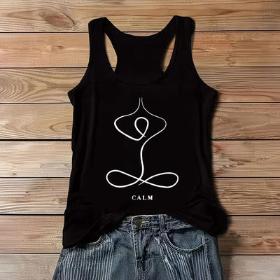 Olivenorma "CALM" & "BREATH" Yoga Tee Spirituelles Tank Top - RUHIG - Schwarz - 3XL - image 6