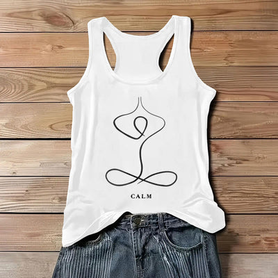 Olivenorma "CALM" & "BREATH" Yoga Tee Spirituelles Tank Top - RUHIG - Weiß - 3XL - image 1