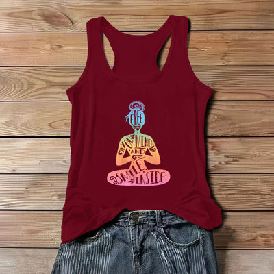 Olivenorma Chakra-Meditations-Tanktop „FREE YOUR MIND AND SMILE INSIDE“ - Rot - 3XL - image 1