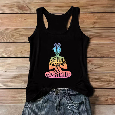 Olivenorma Chakra-Meditations-Tanktop „FREE YOUR MIND AND SMILE INSIDE“ - Schwarz - 3XL - image 8