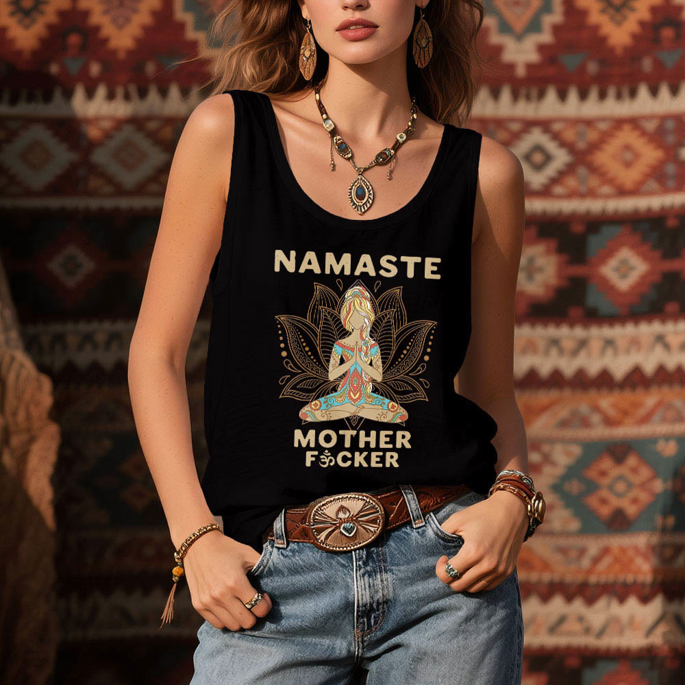 Olivenorma „NAMASTE MOTHER F*CKER“ Lotus Meditation Tank Top Spirituelles Shirt - image 2