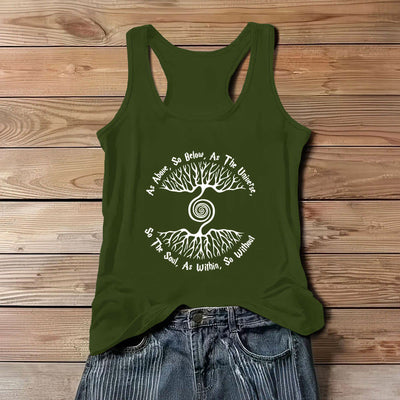 Olivenorma Damen-Shirt „As Above, So Below“ Baum des Lebens, bequemes Tanktop - Grün - 3XL - image 1