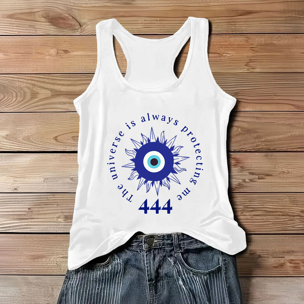 Olivenorma "444" Evil Eye Abwehr des Bösen Schutz Tank spirituelles T-Shirt - Weiß - 3XL - image 1