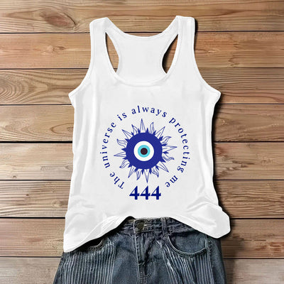 Olivenorma "444" Evil Eye Abwehr des Bösen Schutz Tank spirituelles T-Shirt - Weiß - 3XL - image 1
