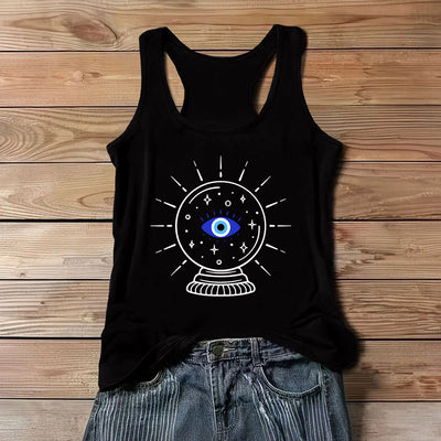 Olivenorma Magisches Auge Kristallkugel Grafik Racerback Soft Tank Top - Schwarz - 3XL - image 1