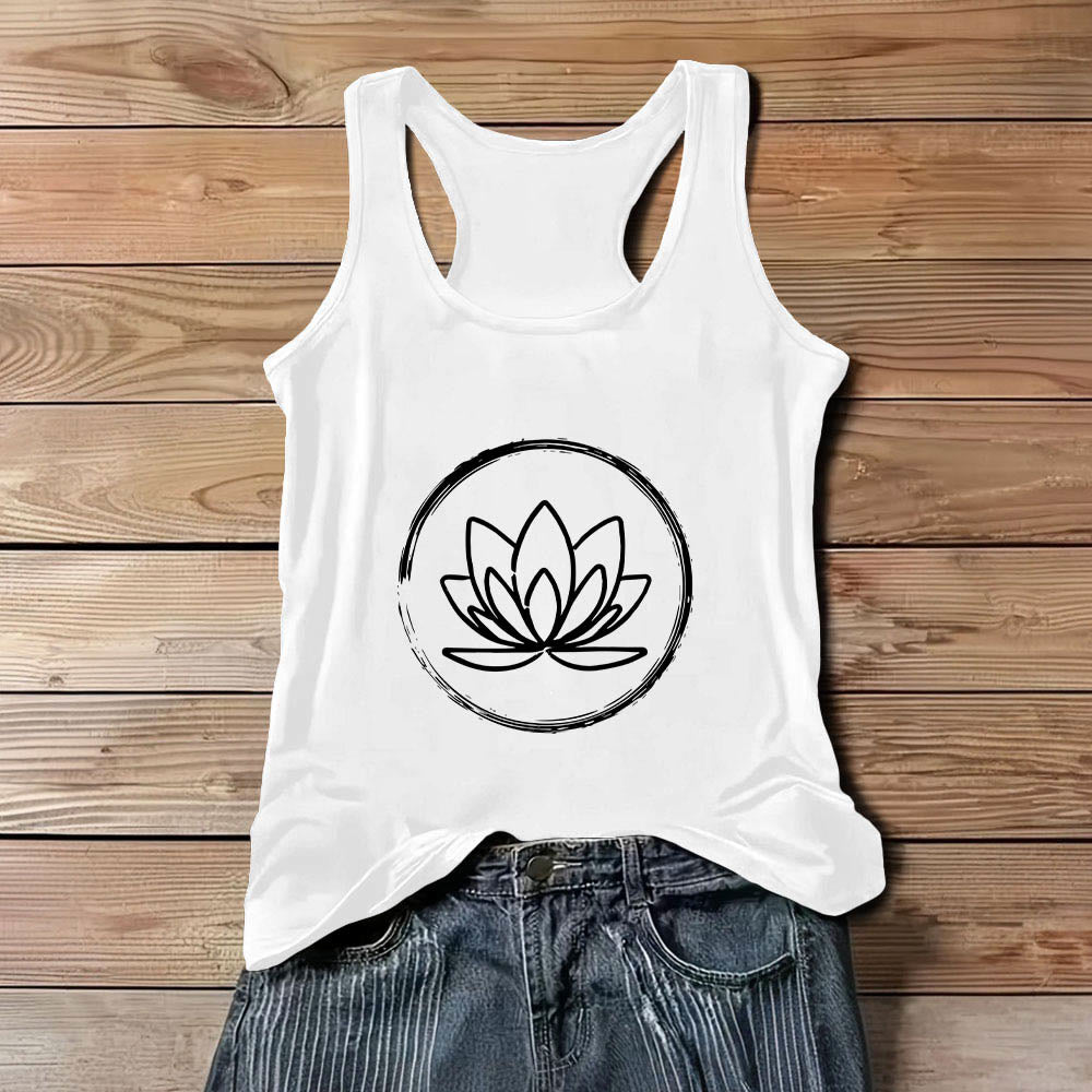 Olivenorma Lotusblumen Friedliches spirituelles Tank Top - Weiß - 3XL - image 6