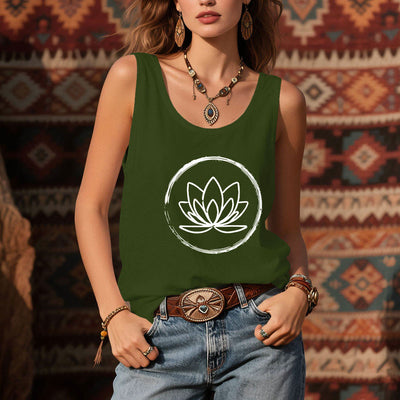 Olivenorma Lotusblumen Friedliches spirituelles Tank Top - image 13