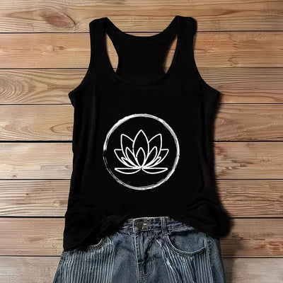 Olivenorma Lotusblumen Friedliches spirituelles Tank Top - Schwarz - 3XL - image 8